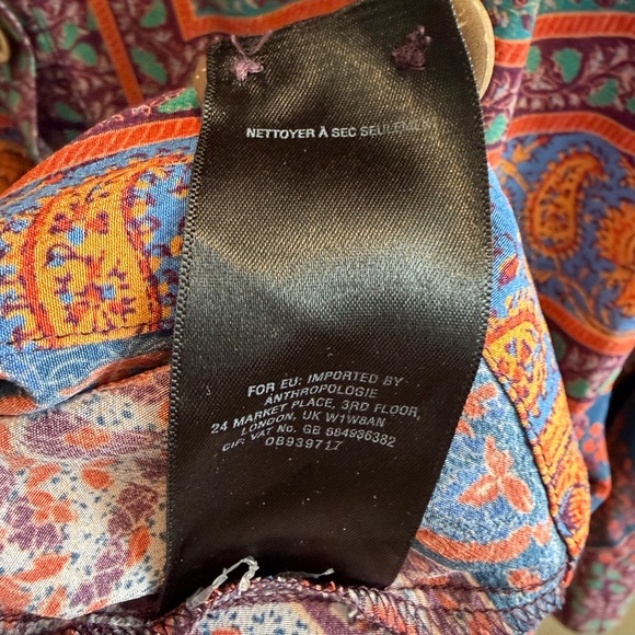 Anthropologie Mix Print Maeve Casablanca Silk Shirtdress Size 0P - Picture 9 of 9